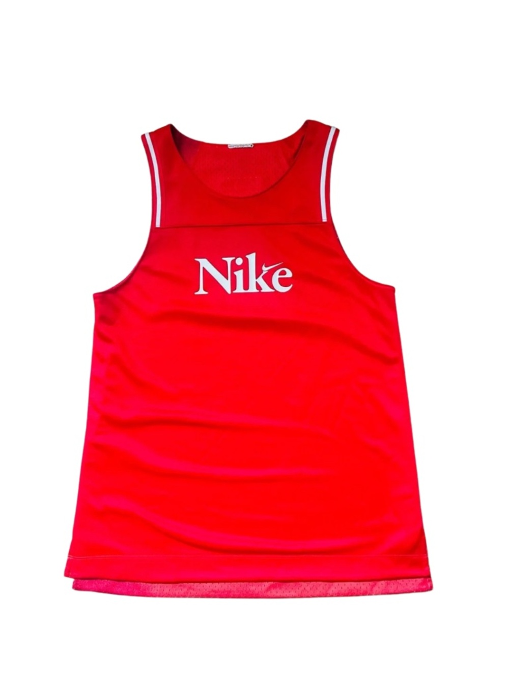 Nike Red Athletic Jersey Tank with White Logo, Boys 14-16 #0034